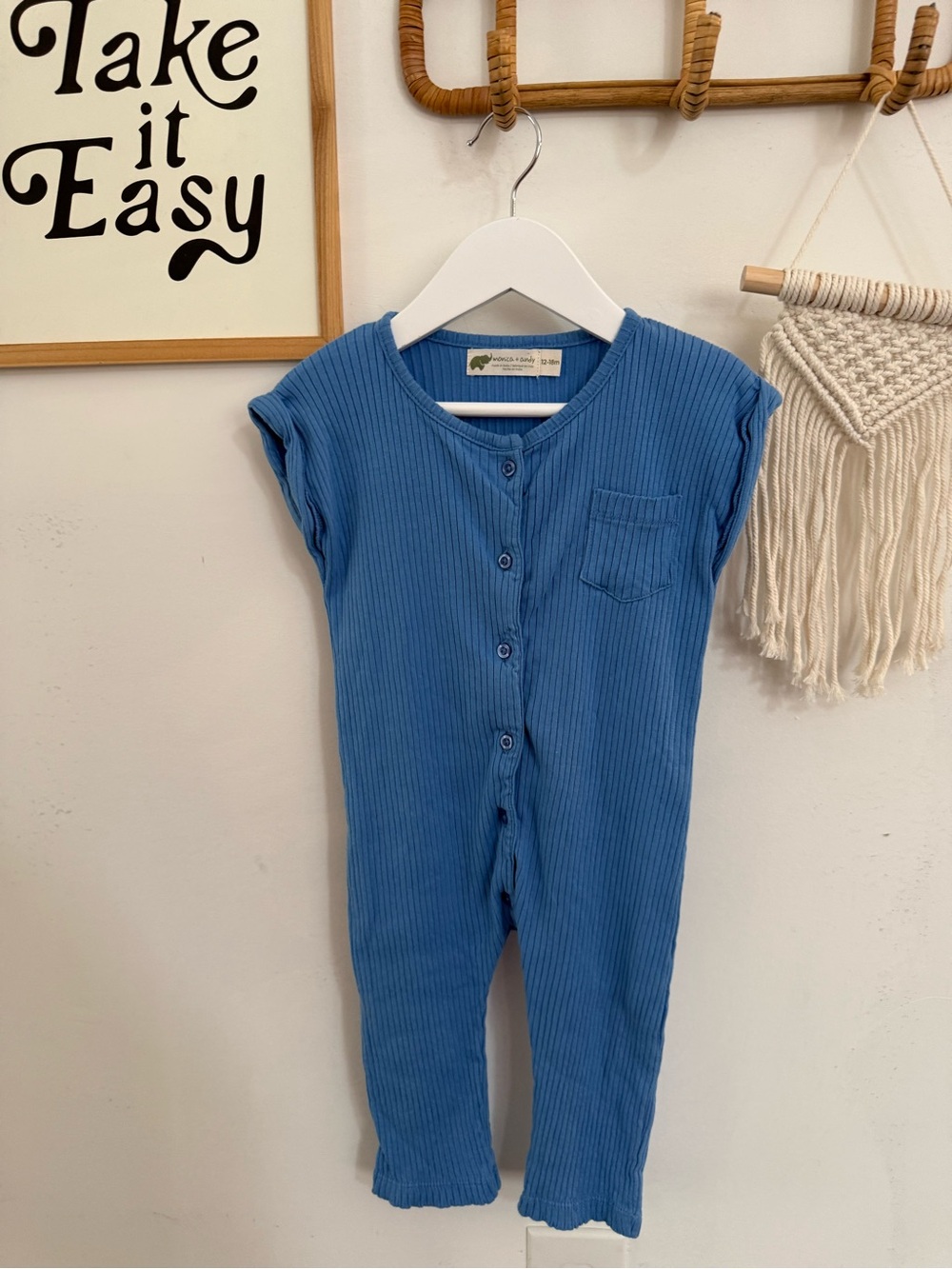 Monica + Andy - 12-18m - ribbed jumpsuit with pocket - Picture 2 of 9